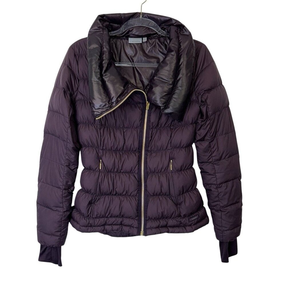 Athleta Down Puffer Jacket Women's Size Small Petite Purple Coat